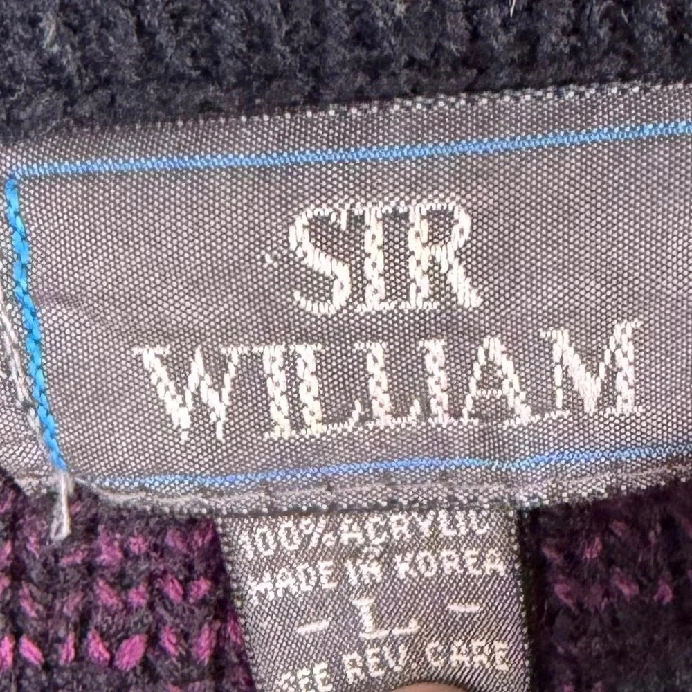 Vintage 90s Sir William Sweater Men L Geometric Southwestern Teal‎ Purple Retro